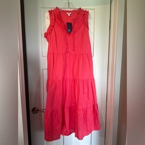 Crown & Ivy Pink XL Sleeveless Midi Sundress NWT
